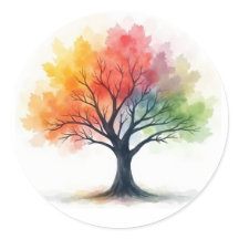 Regenbogen Saisons Tree - Farbenfrohe Wasserfarbe 