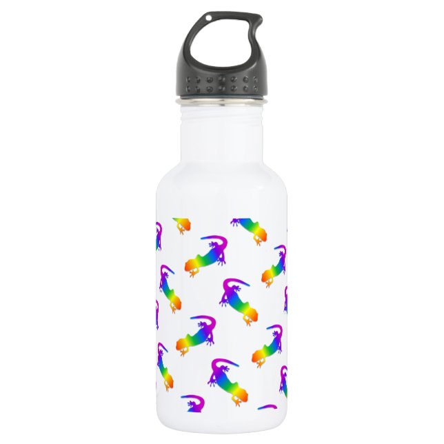 Regenbogen-Salamander Edelstahlflasche (Vorderseite)