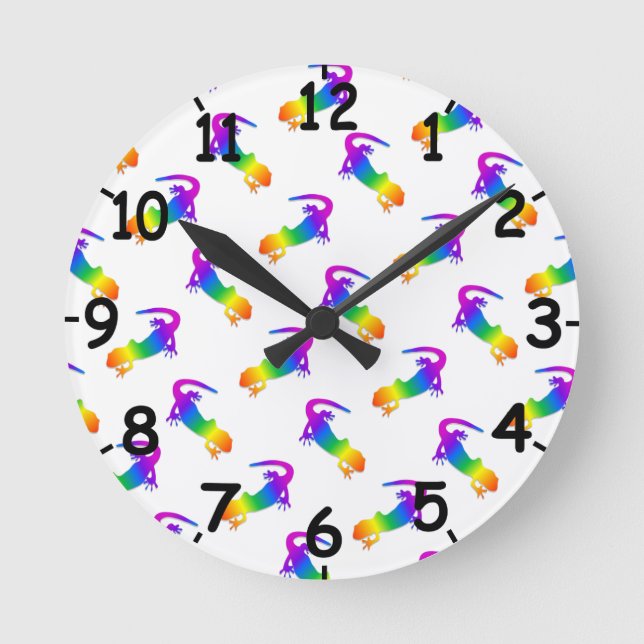 Regenbogen Salamander Runde Wanduhr (Vorderseite)