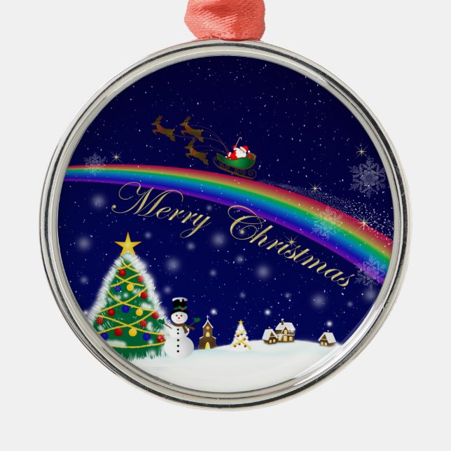 Regenbogen Sankt Silbernes Ornament (Vorne)