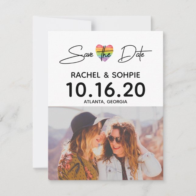 Regenbogen Save the Date Einladung (Vorderseite)
