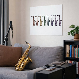 Regenbogen-Saxophon-Aufstellung Musikliebhaber-Kun Poster