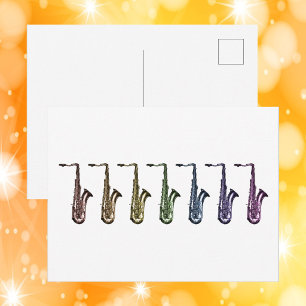 Regenbogen-Saxophon-Aufstellung Musikliebhaber-Kun Postkarte