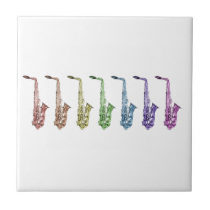 Regenbogen-Saxophon Bunter Jazz Fliese