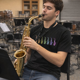 Regenbogen-Saxophon Farbige Jazz-Musik-Instrument T-Shirt