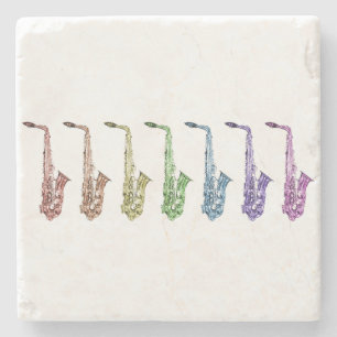 Regenbogen-Saxophon-Kunst Steinuntersetzer