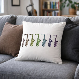 Regenbogen-Saxophone Musik Kunst Farbige Saxopho Kissen