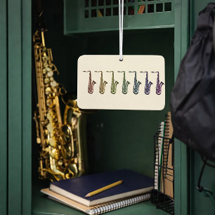 Regenbogen-Saxophone Musik Kunst Farbiger Saxoph Autolufterfrischer