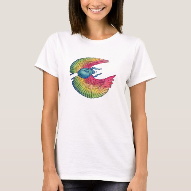 Regenbogen-Scarabäusbabydoll-Damen-Shirt T-Shirt (Vorderseite)