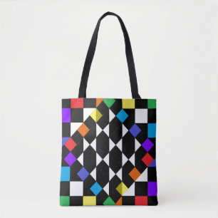 Regenbogen-Schachbrett Mode Strand Picknick Tasche
