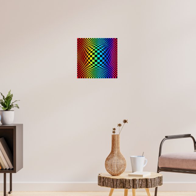 Regenbogen-Schachbrett-Verzerrung Poster (Wohnzimmer 3)