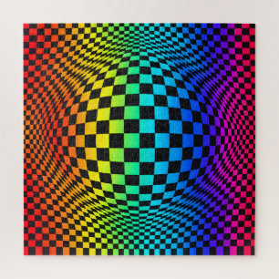Regenbogen-Schachbrett-Verzerrung Puzzle