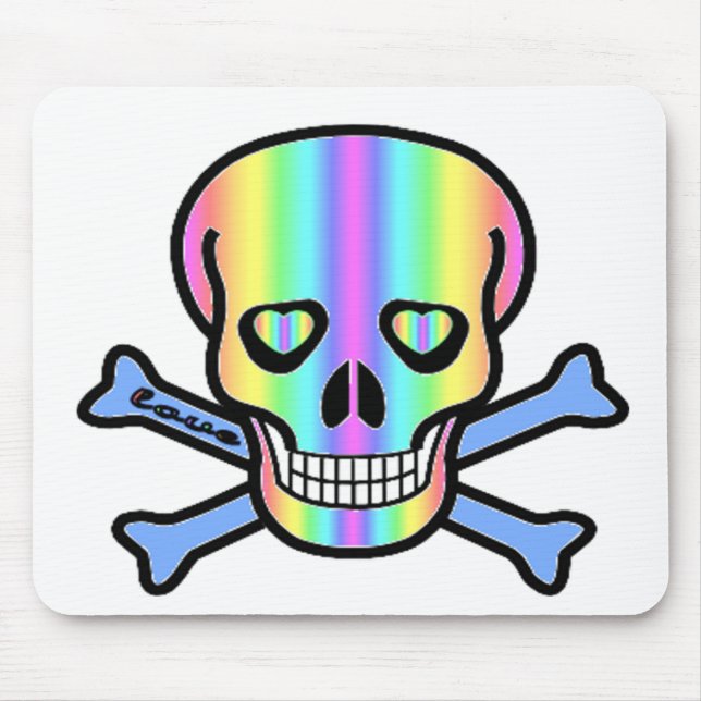 Regenbogen-Schädel Mousepad (Vorne)