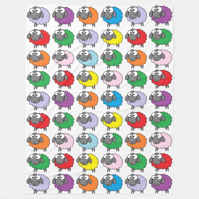 Regenbogen-Schafe Fleecedecke (Vorderseite)