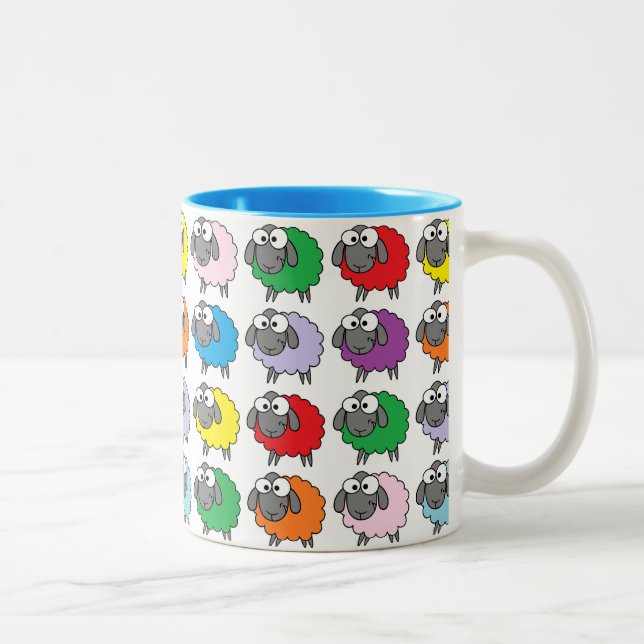 Regenbogen-Schafe Zweifarbige Tasse (Rechts)