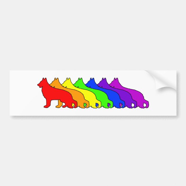 Regenbogen-Schäferhund Autoaufkleber (Vorne)
