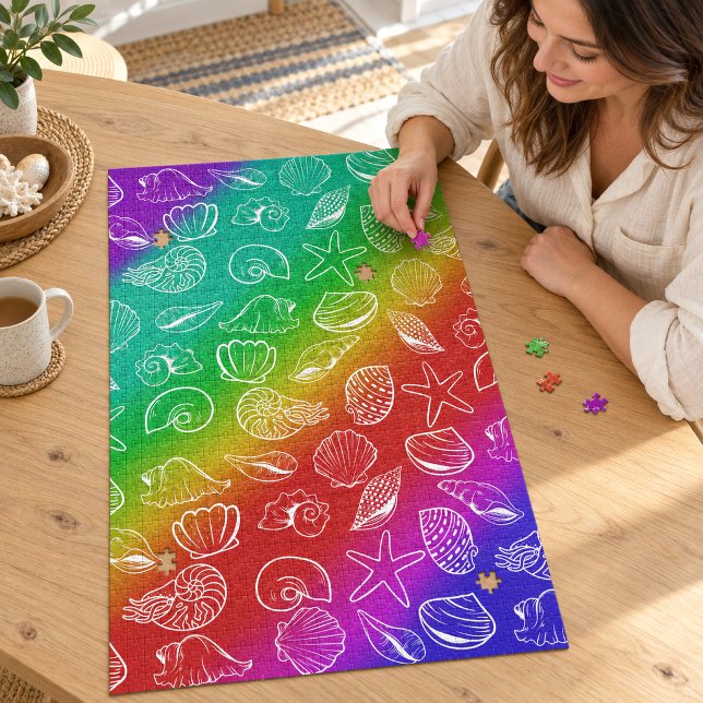 Regenbogen-Schalmuster 50 cm x 75 cm Puzzle (Rainbow Shellfish Pattern 20" x 30" Jigsaw Puzzle
)