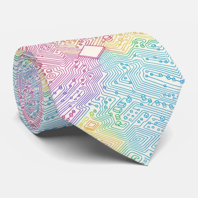 Regenbogen-Schaltplatine Krawatte – Buntes Tech-Ge (Gerollt)