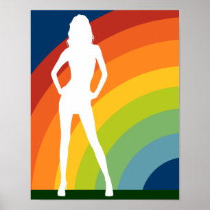 Regenbogen schattenrisshafte Frau Poster