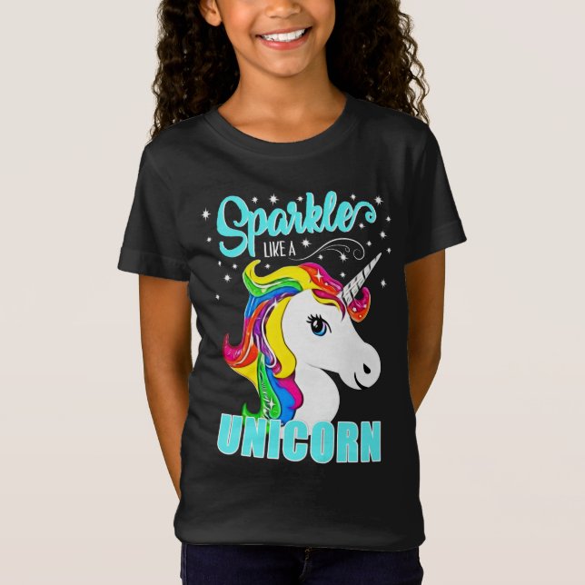 Regenbogen-Schein wie ein Einhorn spielt die T-Shirt (Vorderseite)