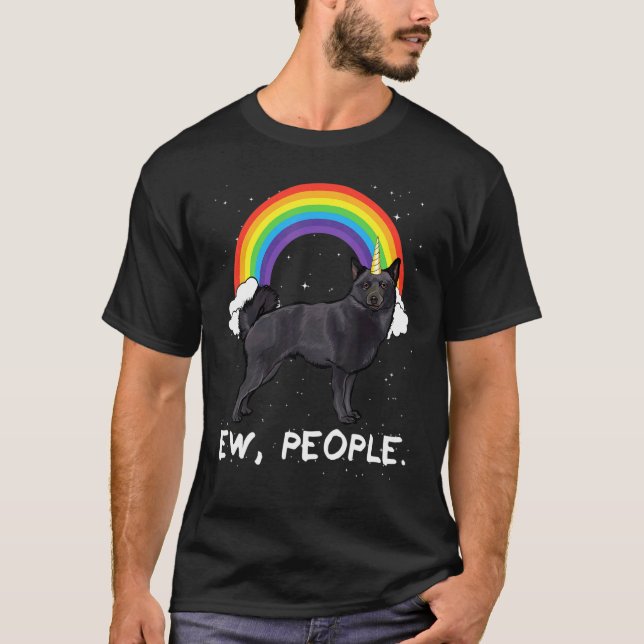 Regenbogen Schipperke Ew Leute Einhorn Hund T-Shirt (Vorderseite)