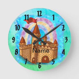Regenbogen Schloss Runde Wanduhr