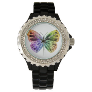 Regenbogen-Schmetterling Armbanduhr