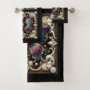 Regenbogen Schmetterling Art Deco Art Nouveau Badhandtuch Set