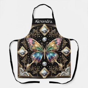 Regenbogen Schmetterling Art Deco Schürze