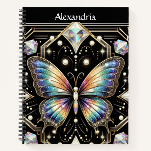 Regenbogen-Schmetterling-Art-Deco-Spiralblock Notizbuch