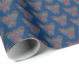 Regenbogen Schmetterling (blau) - Geschenkpapier