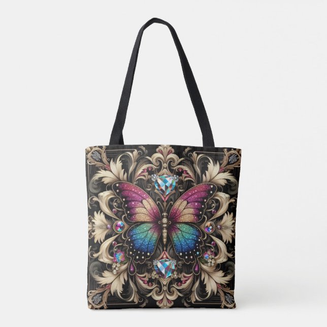 Regenbogen-Schmetterling-Diamanten-Luxus-Tasche (Rückseite)