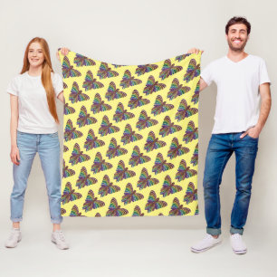 Regenbogen Schmetterling (gelb) - Fleece-Decke Fleecedecke