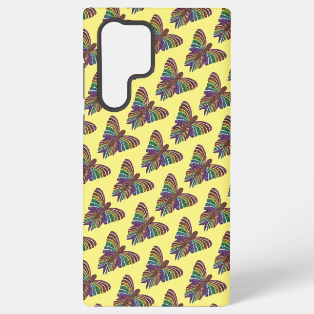 Regenbogen Schmetterling (gelb) - Samsung Case Galaxy Hülle (Rückseite)