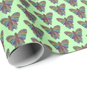 Regenbogen Schmetterling (hellgrün) - Geschenkpapi Geschenkpapier