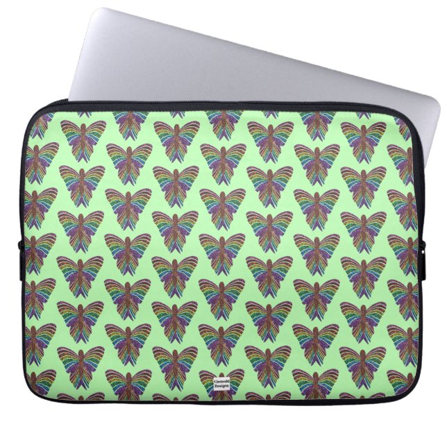 Regenbogen-Schmetterling (hellgrün) - Laptop-Hülle Laptopschutzhülle (Vorderseite)