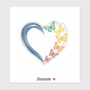 Regenbogen Schmetterling Herz Vintage Gravur Desig Aufkleber