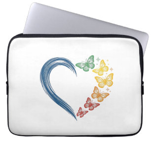 Regenbogen Schmetterling Herz Vintage Gravur Desig Laptopschutzhülle