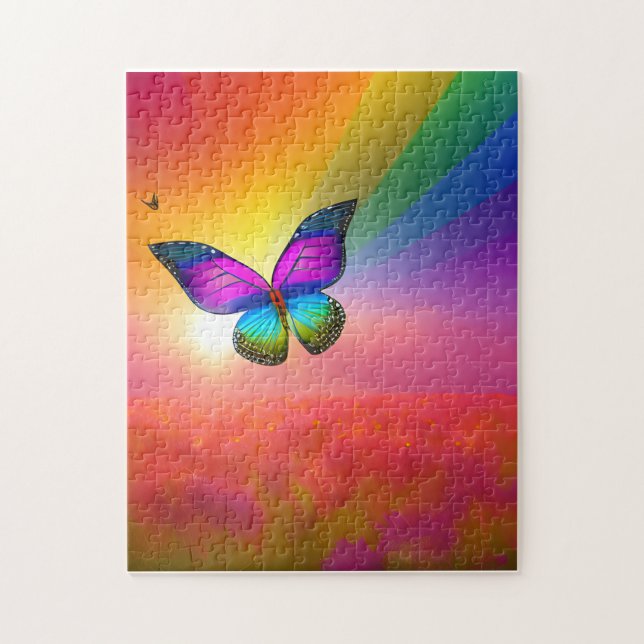 Regenbogen-Schmetterling im Feld Puzzle (Vertikal)