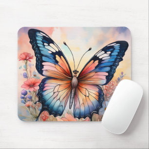 Regenbogen-Schmetterling in einem Blumengarten Mousepad