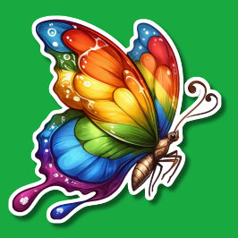 Regenbogen-Schmetterling in Flight Waterproof Aufkleber