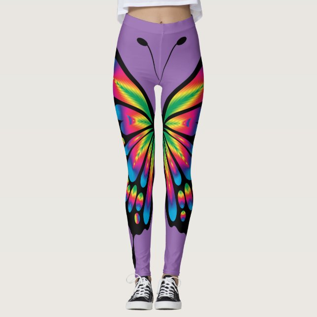 Regenbogen-Schmetterling Leggings (Vorderseite)