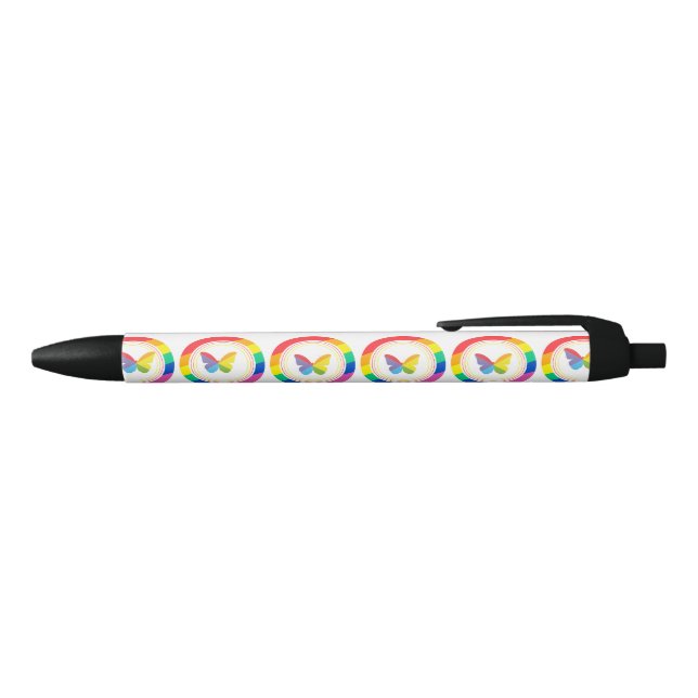 Regenbogen-Schmetterling-LGBTQ+-Pride-Button Kugelschreiber (Oberseite)
