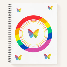 Regenbogen-Schmetterling-LGBTQ+-Stolz-Knopf Notizbuch