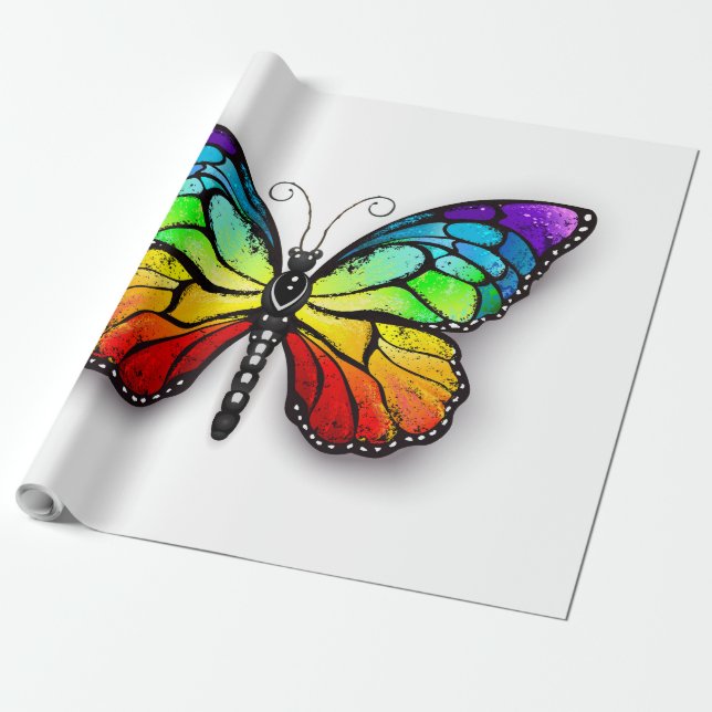 Regenbogen-Schmetterling Monarch Geschenkpapier (Ungerollt)