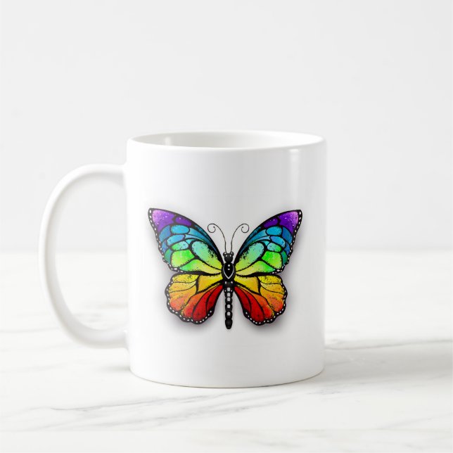 Regenbogen-Schmetterling Monarch Kaffeetasse (Links)