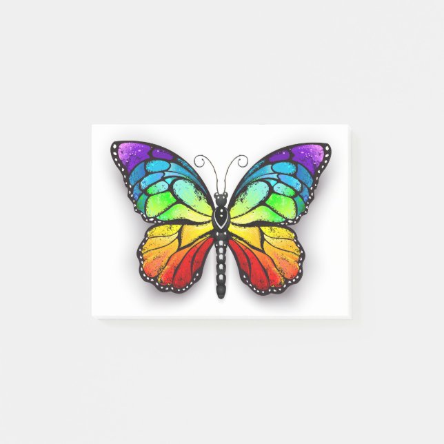 Regenbogen-Schmetterling Monarch Post-it Klebezettel (Vorderseite)