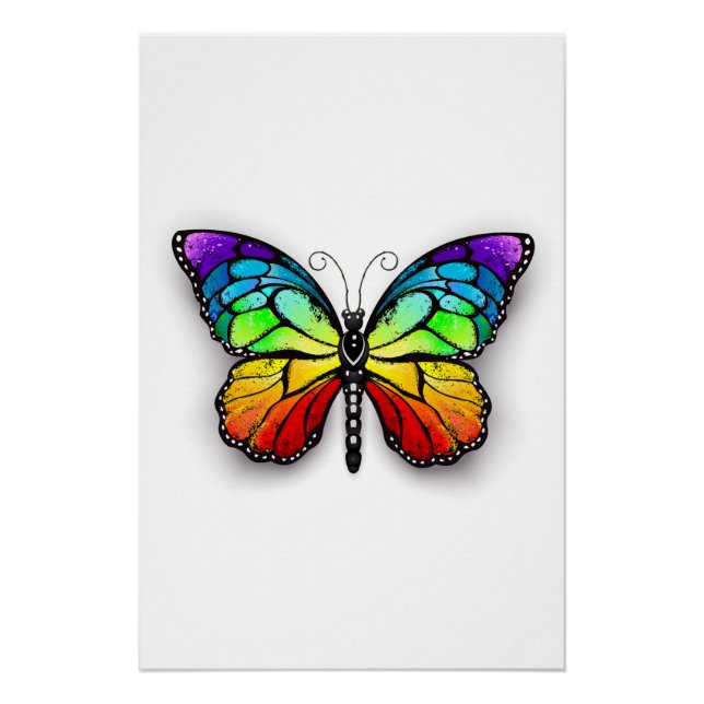 Regenbogen-Schmetterling Monarch Poster (Vorderseite)