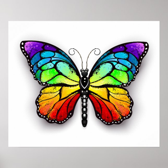 Regenbogen-Schmetterling Monarch Poster (Vorne)