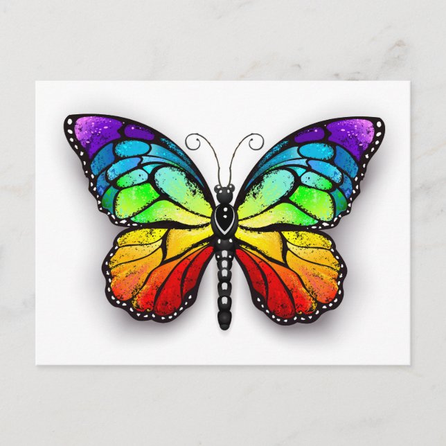 Regenbogen-Schmetterling Monarch Postkarte (Vorderseite)